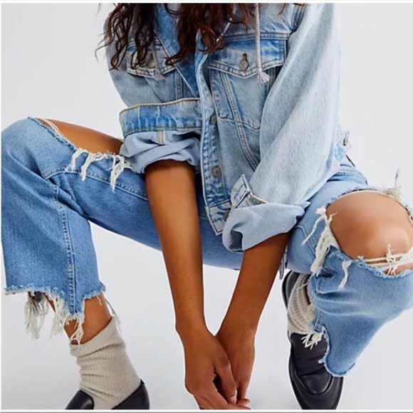 Free People We The Free Maggie Straight Jean Light Stone Wash - Picture 5 of 15